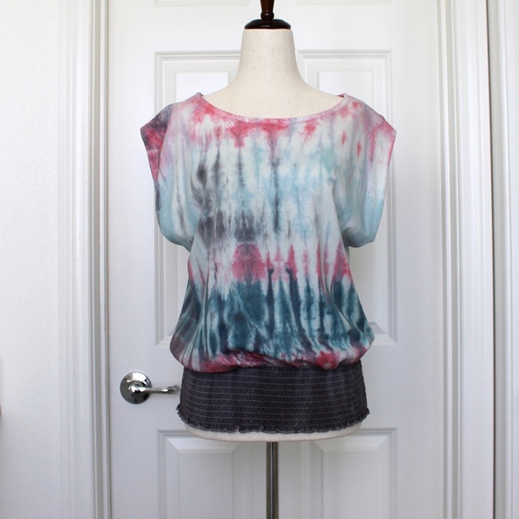 Handmade tie dye surplus sleeveless blouse by Hue Revival - Picture 1 of 12